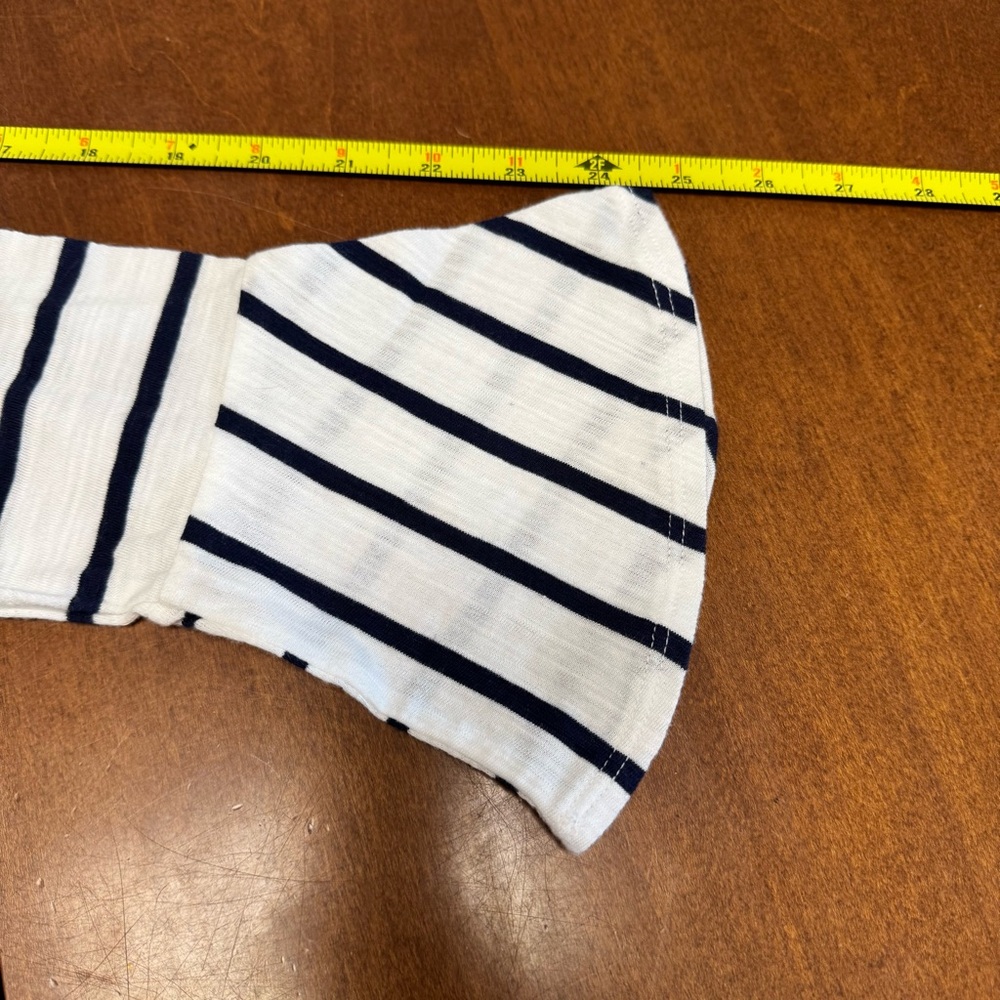 NWT Banana Republic Scoop Neck Malibu Tee Navy & White Striped Bell Cuffs Size L - Picture 9 of 11